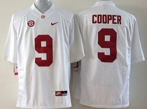 Crimson Tide #9 Amari Cooper White SEC Patch Stitched Youth NCAA Jersey - Click Image to Close